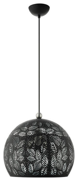 Livex Lighting Chantilly 3 Light Black, Brushed Nickel Accents Medium Pendant