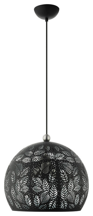 Livex Lighting Chantilly 3 Light Black, Brushed Nickel Accents Medium Pendant