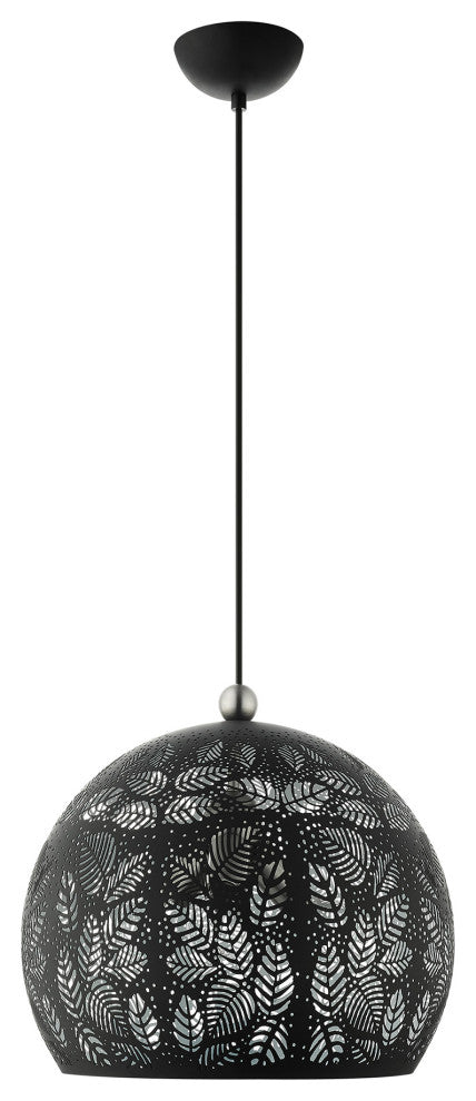 Livex Lighting Chantilly 3 Light Black, Brushed Nickel Accents Medium Pendant