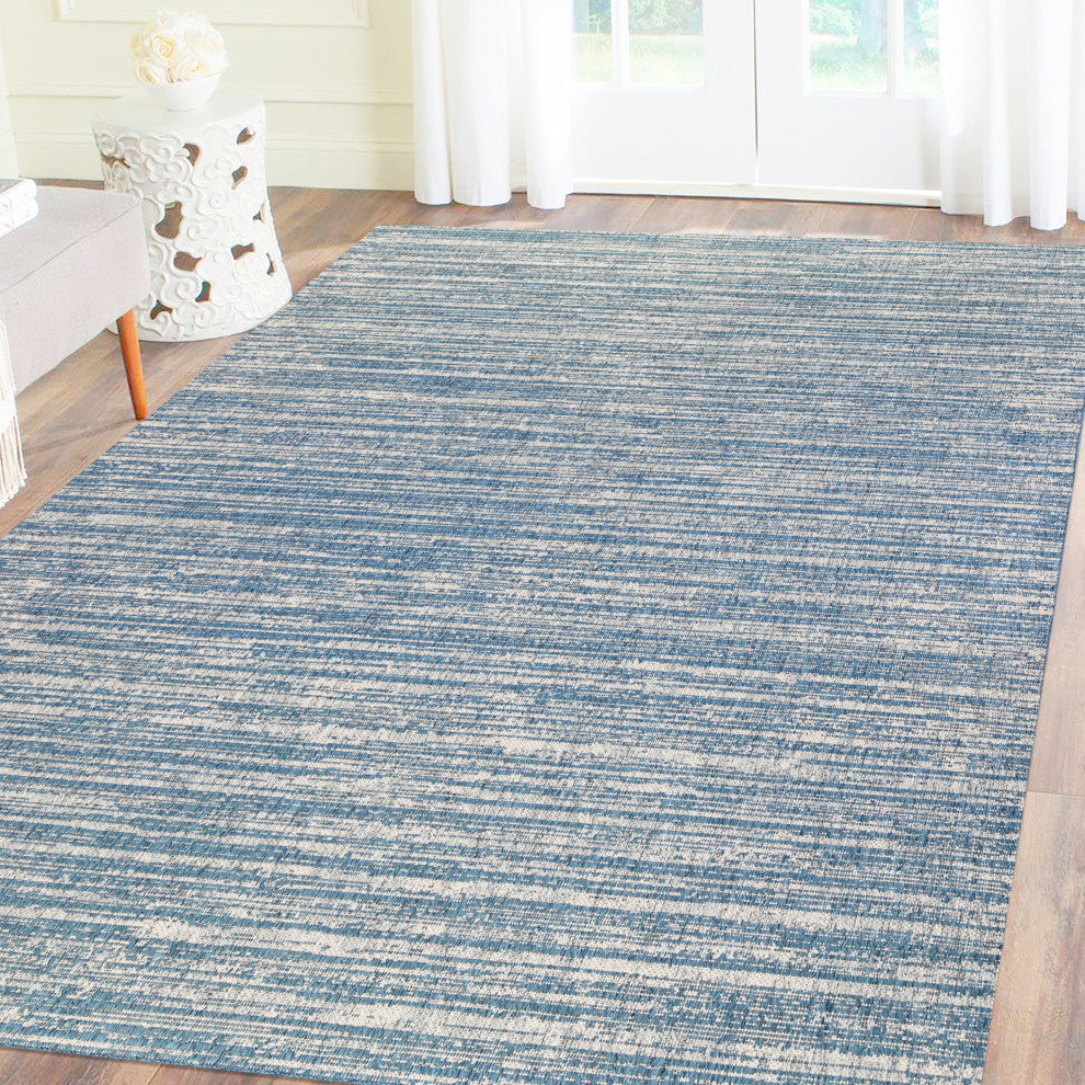 Maryland Cecil Indoor/Outdoor Area Rug, Blue, 8' x 10', Striped