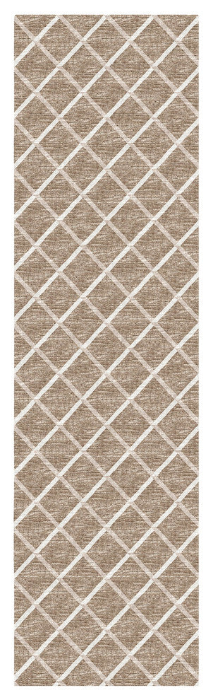 Indoor/Outdoor York YO1 Taupe Machine Washable 2'3" x 12' Rug