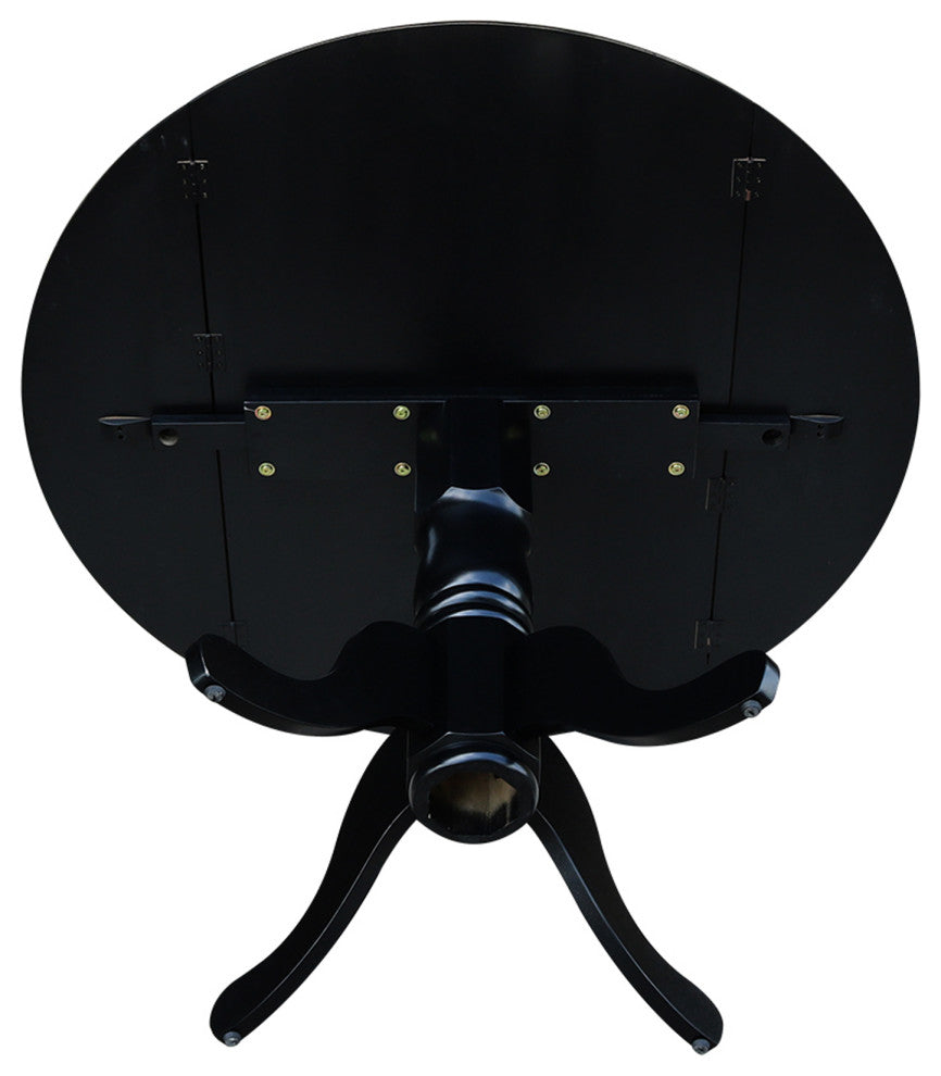42" Round Dual Drop Leaf Pedestal Table, Black