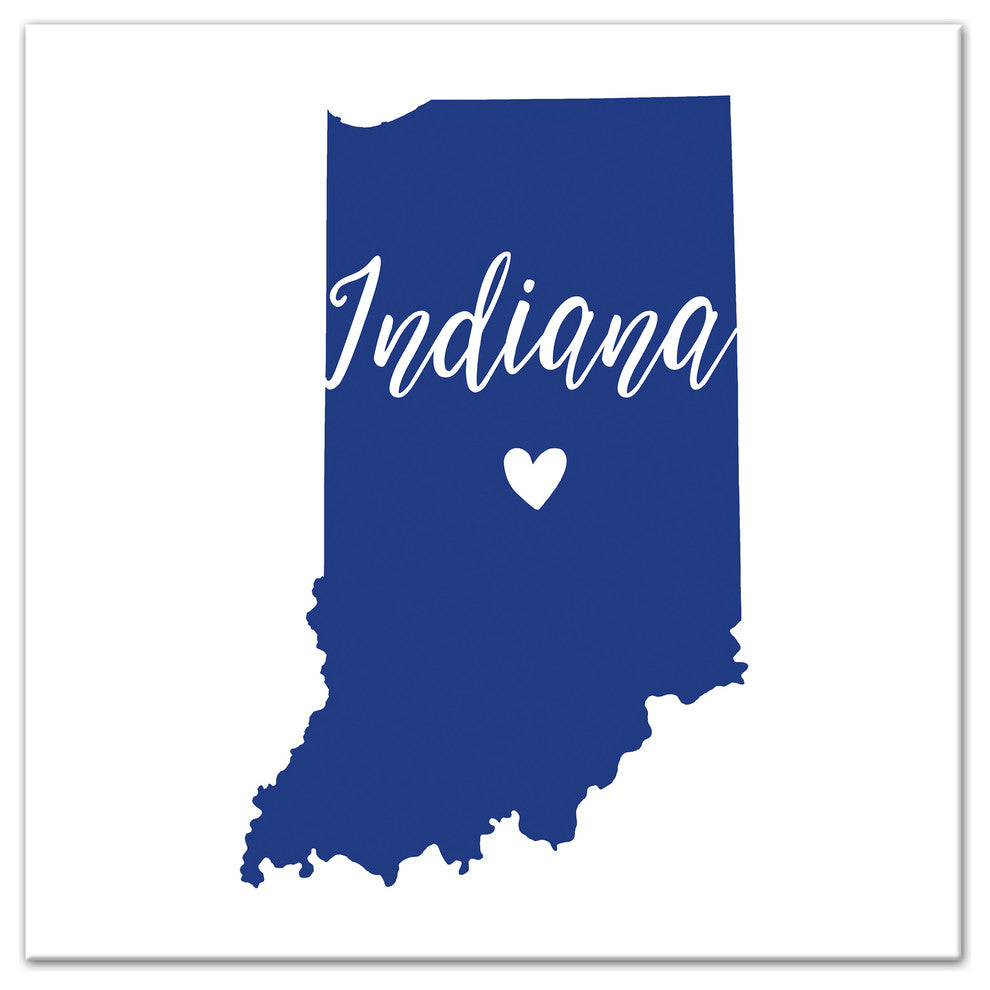Blue and White Indiana Pride 16x16 Canvas Wall Art
