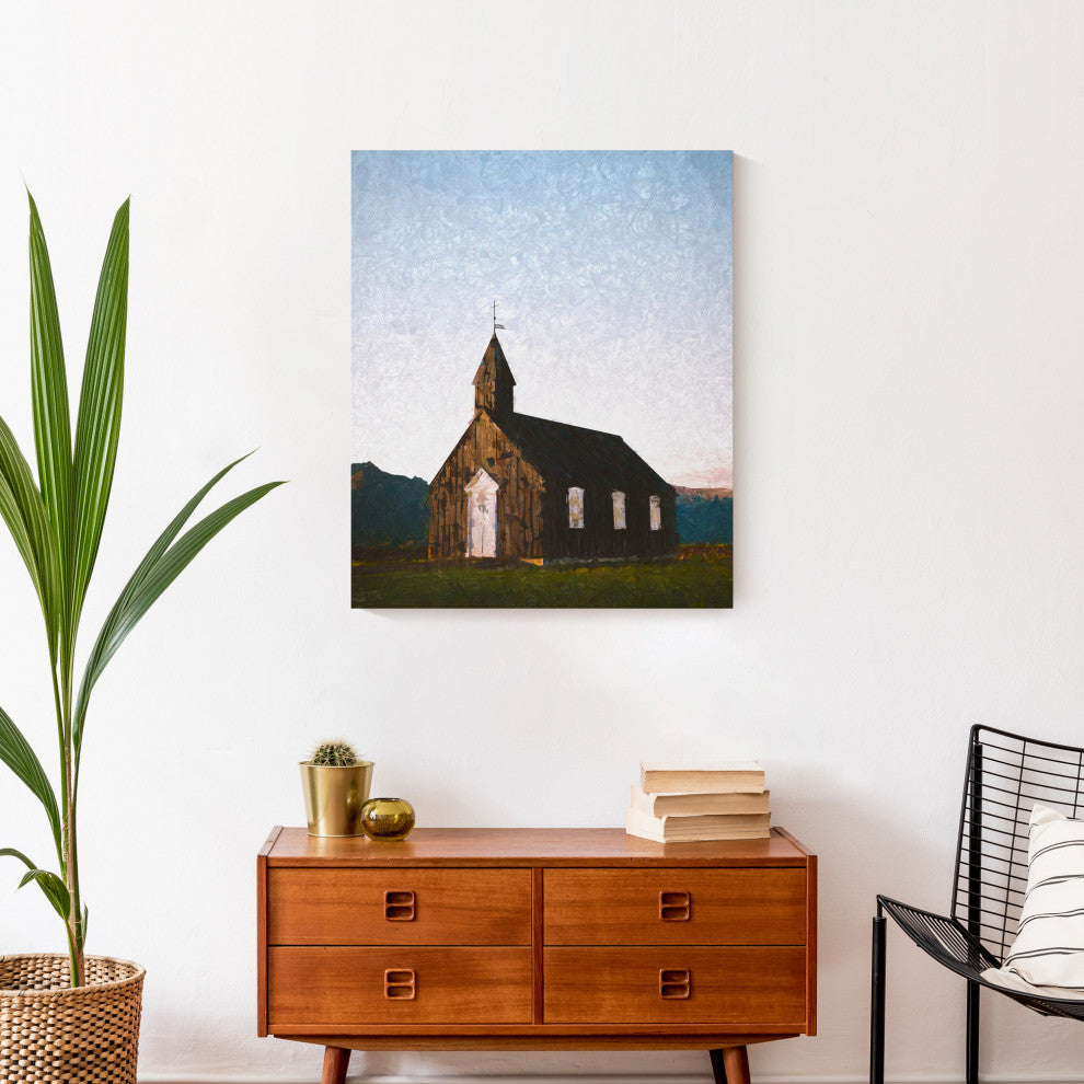 Painty Brown Barn, Field 20x24 Canvas Wall Art