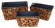 Set Of Three Wooden Planter, Brown And Black