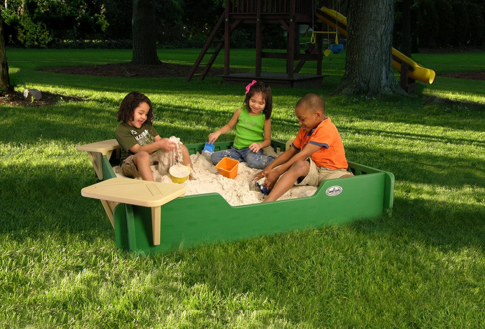 5 x 5 SandLock Sandbox with Cover + Seats