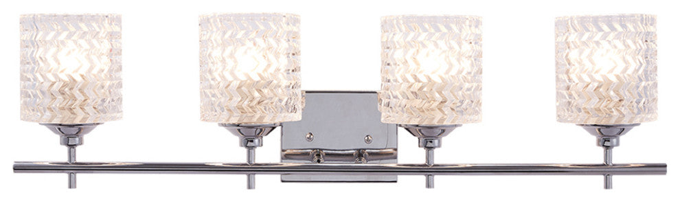 Vanity Art Modern Crystal Cut 4-Light Vanity Fixture, Chrome