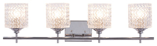 Vanity Art Modern Crystal Cut 4-Light Vanity Fixture, Chrome