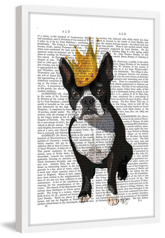 "Boston Terrier Crown" Framed Painting Print, 24"x36"