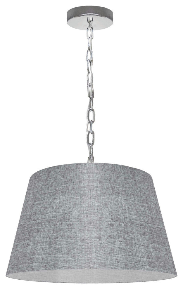 1 Light Brynn Small Pendant, Grey/Clear Shade, Polished Chrome