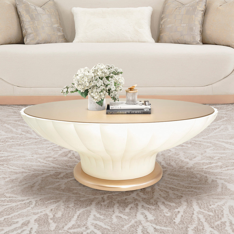 La Rachelle Scalloped Round Cocktail Table - Medium Champagne