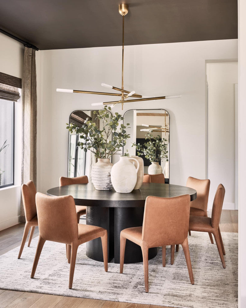 Lugano Dining Table, 71", Transitional, Round, Ebony Oak