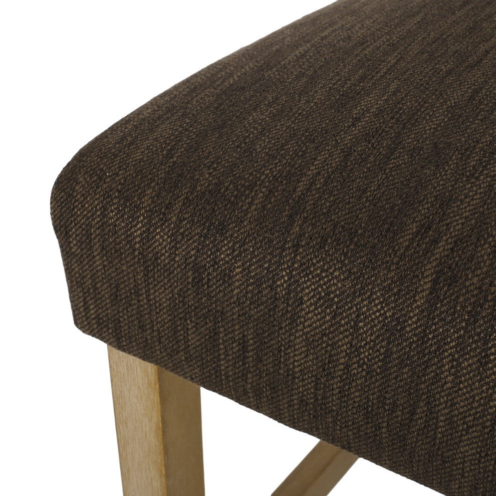 Dellroy Contemporary Fabric Button Tufted 26" Counter Stools, Set of 2, Brown/Weathered Brown