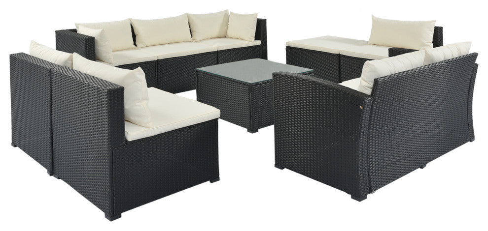 9-Piece Outdoor Wicker Reversible Patio Sectional Sofa With Cushions
