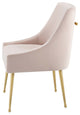Contemporary Dining Room Side Dining Chair, Velvet Fabric Stainless Metal, Pink