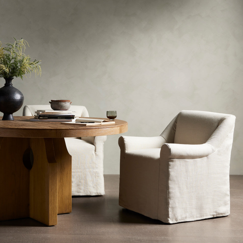Bridges Slipcover Dining Armchair-Ntrl