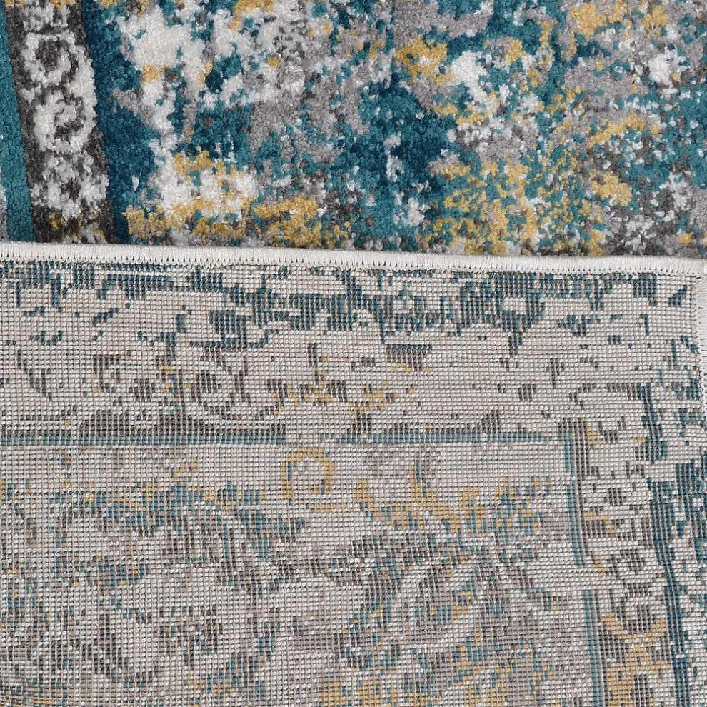 MACHINE MADE HEATSET POLYPROPYLENE AREA RUGS -Silver Color,Oriental Design, [Rectangle] 5'x8'