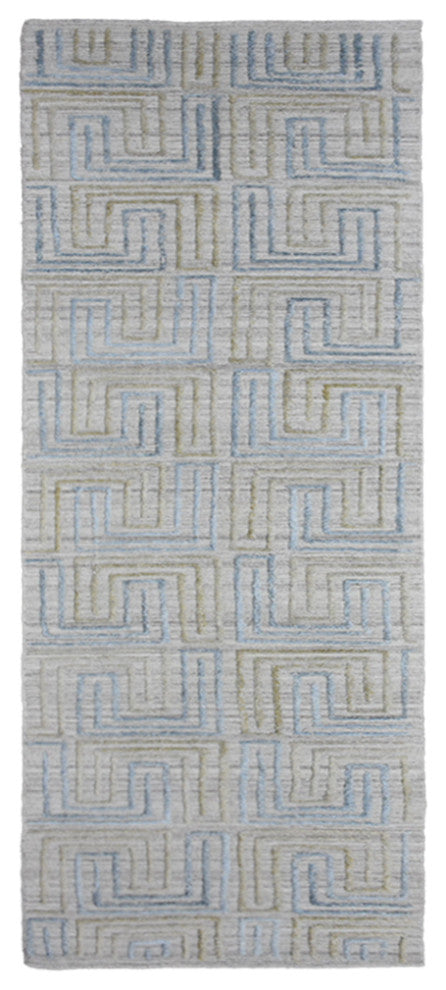 HAND WOVEN FLAT WEAVE KILIM POLYESTER RUGS -Rectangle,Ivory Multicolor,Geometric, [Runner] 2'6''x10'