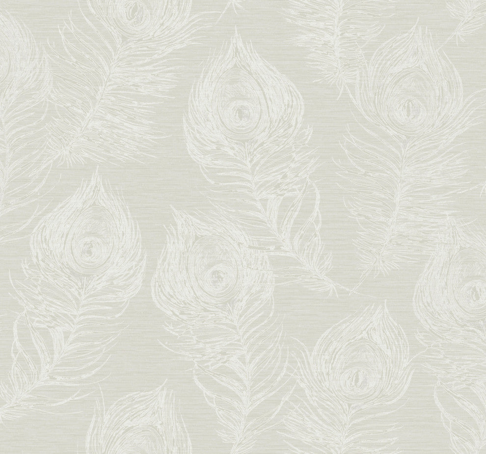 White Regal Peacock Wallpaper