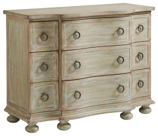 Full front-facing view of the chest on a white background, showing the hardware and drawer layout.