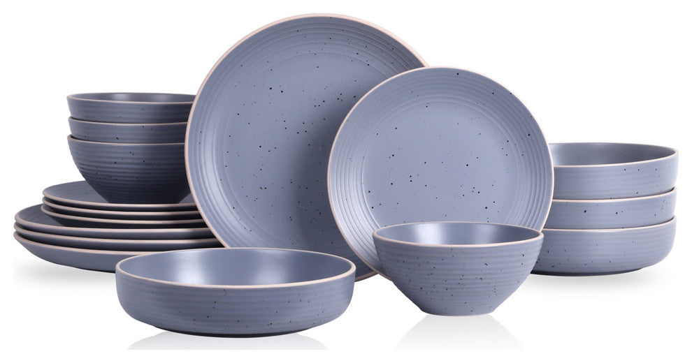 Stone Lain Lauren Stoneware 16 Piece Dinnerware Set, Light Gray