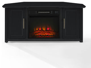 Camden 48" Corner TV Stand With Fireplace, Black