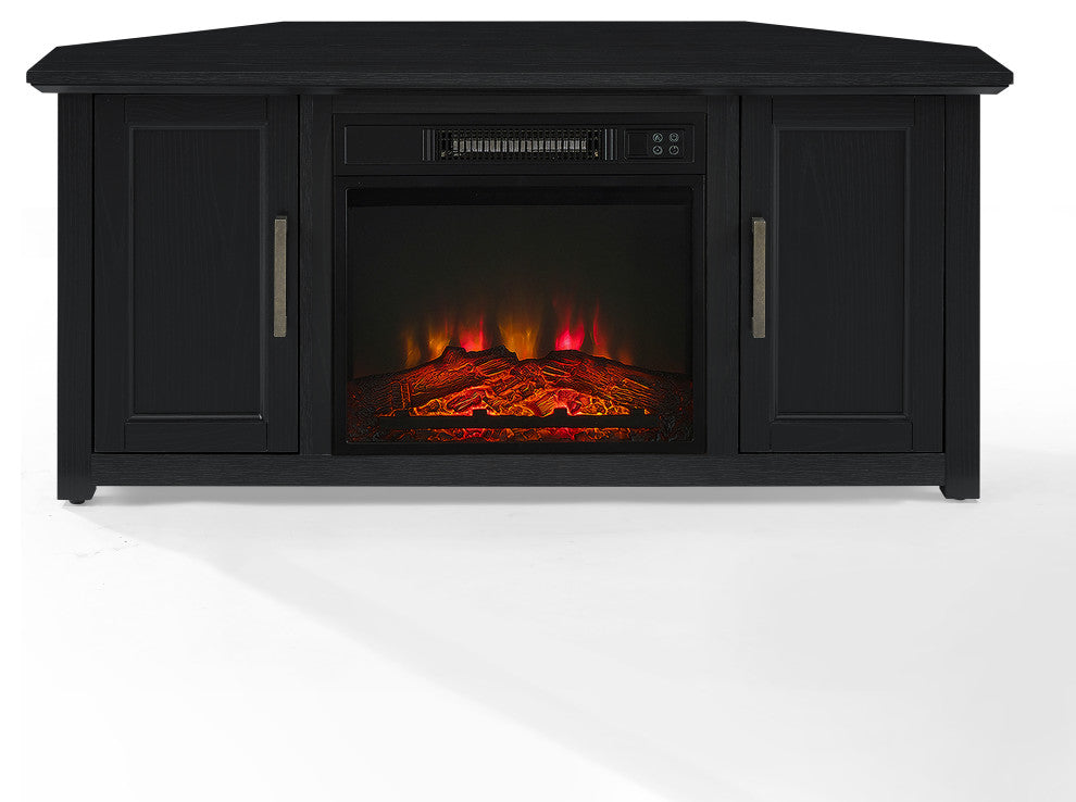Camden 48" Corner TV Stand With Fireplace, Black