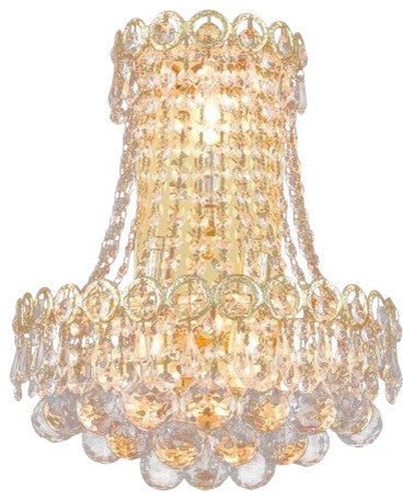 Elegant Century Wall Sconce, Gold Finish With Royal Cut Crystal
