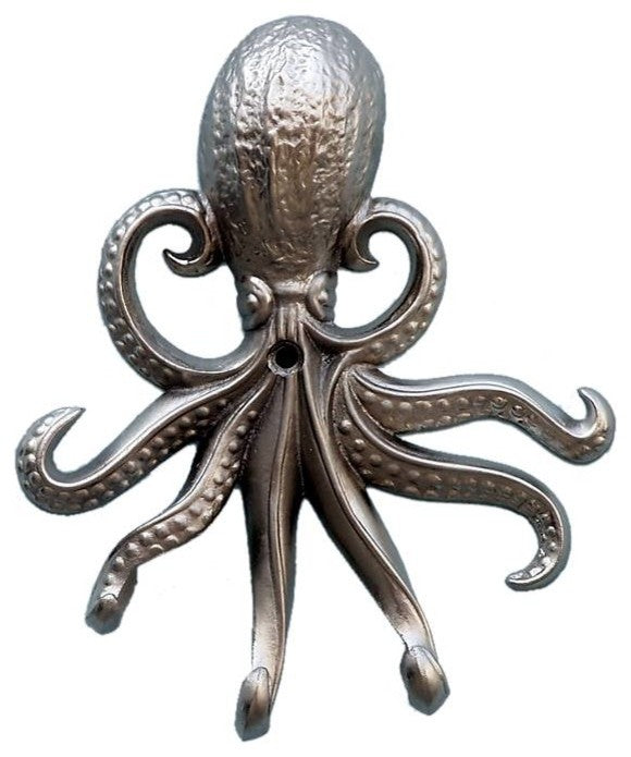 Brushed Nickel Wall Mounted Octopus Hooks 7"