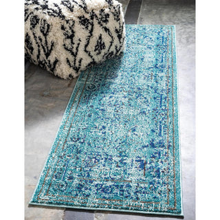Rug Unique Loom Medici Light Blue Runner 2' 7 x 10' 0