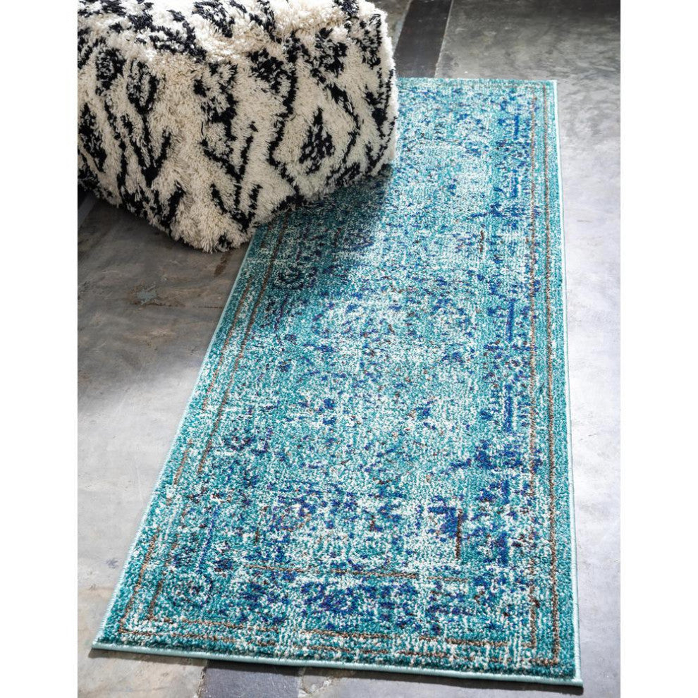 Rug Unique Loom Medici Light Blue Runner 2' 7 x 10' 0