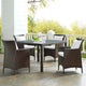 Side Dining Chair and Table Set, Rattan, Wicker, Brown White, Modern, Outdoor