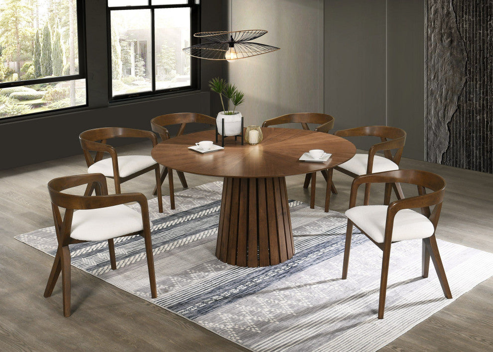 Modrest Weiss Mid-Century Modern Walnut Round Dining Table