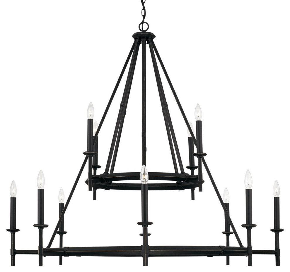Capital Lighting 445201 Ogden 12 Light 48"W Taper Candle Ring - Brushed Black