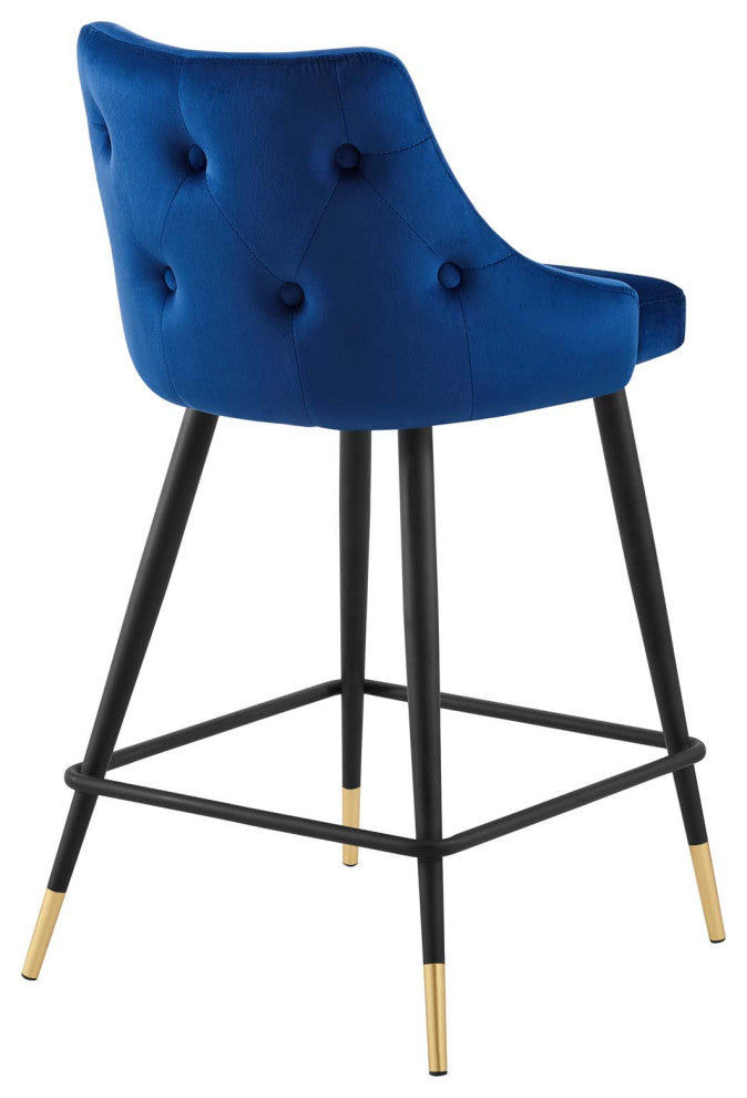Adorn Performance Velvet Counter Stool Set of 2 - Navy