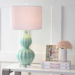 Faye 28" Glass Table Lamp, Seafoam Green