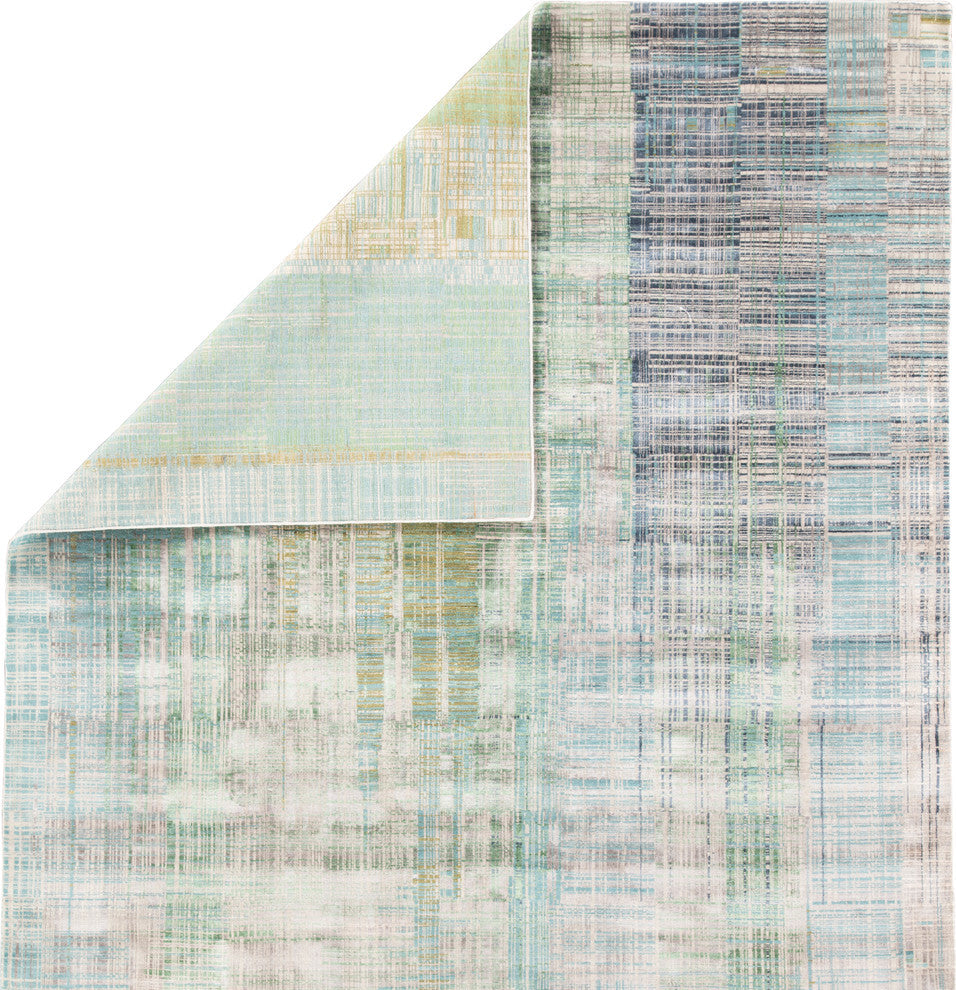 Kavi by Jaipur Living Asthai Knotted Abstract Light Gray/Blue Area Rug, 5'6"x8'