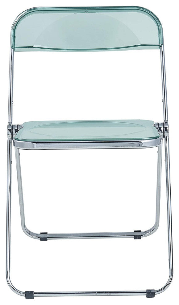 LeisureMod Lawrence Acrylic Folding Chair With Metal Frame Jade Green