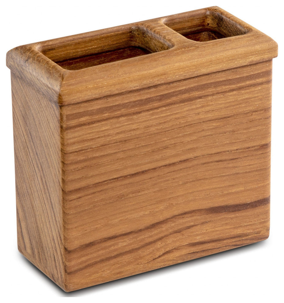 Traditional Solid Teak Rectangular Toothbrush Holder