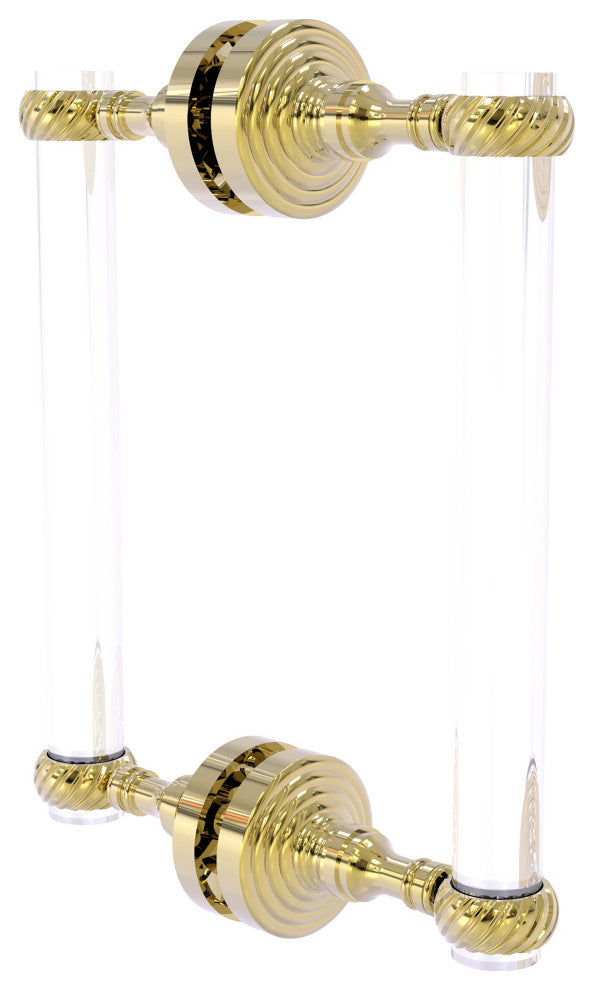 Pacific Grove 8" Twist Accent Back to Back Shower Door Pull, Unlacquered Brass