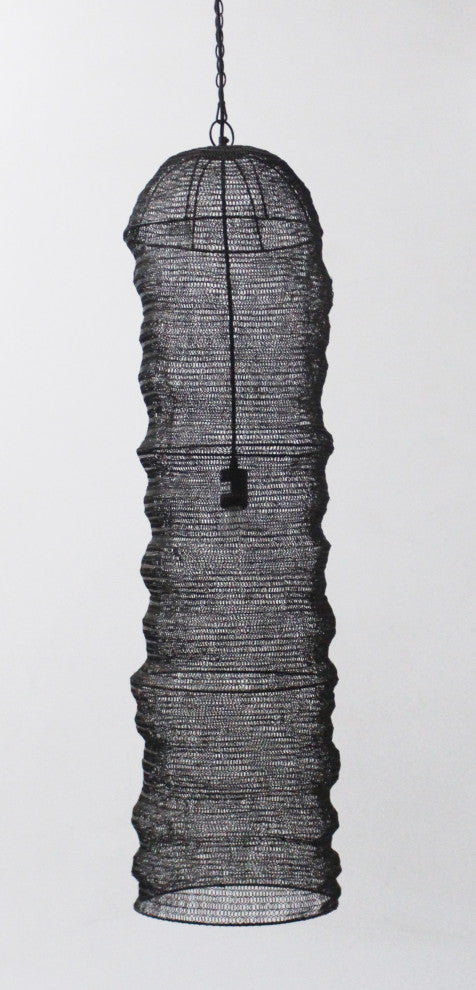 Black Satin Chain Basket Chandelier