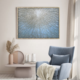 Silver Ice Textured Metallic Hand Painted Abstract Wall Art, 30"x40"