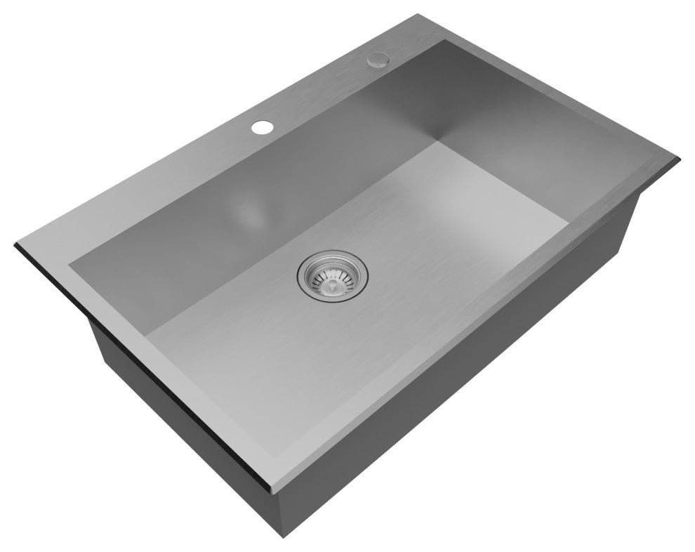 Karran Fusion Top Mount 33-in x 22-in Stainless Steel Single Bowl Kitchen Sink