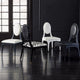 Hollywood Glam Black White Dining Chair Armless Oval Art Deco Vintage Style