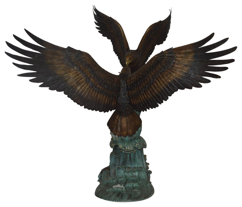 Opposing Eagles Bronze Statue - Size: 90"L x 69"W x 90"H.