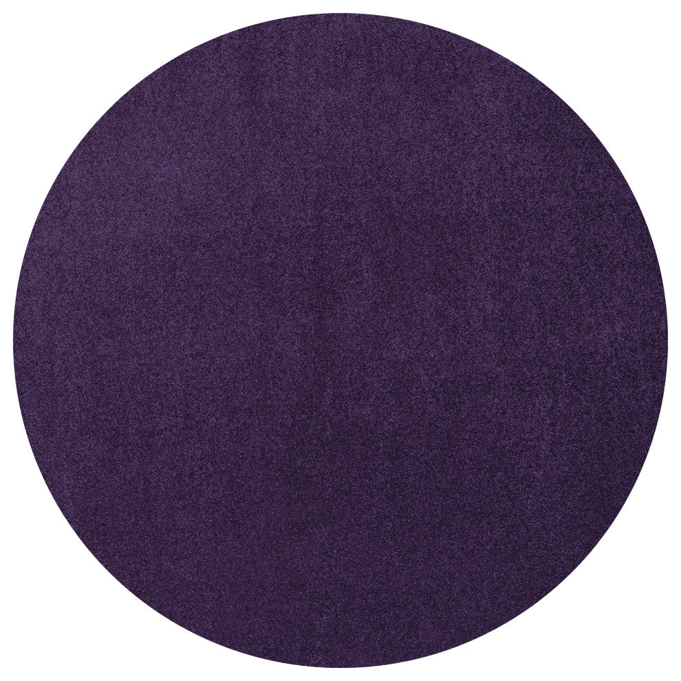 Haze Solid Low-Pile Runner Rug, Purple, 5' Round