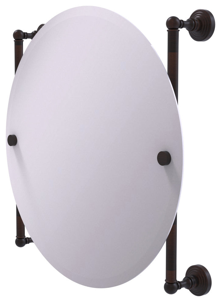 Waverly Place Round Frameless Rail Mounted Mirror, Venetian Bronze