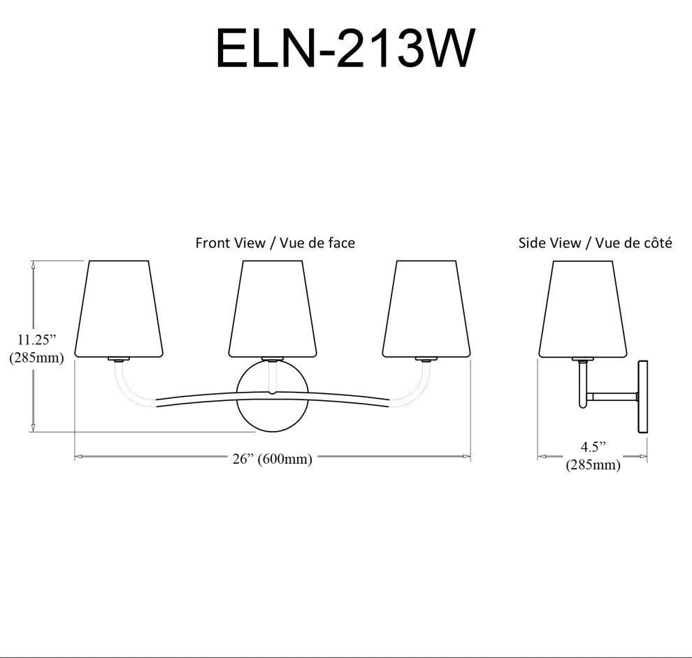 Eleanor Contemporary 3 Light Aged Brass Clear Metal Vanity