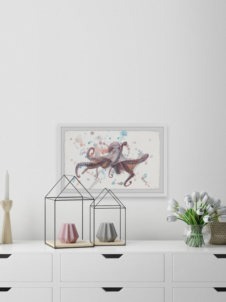 "Artistic Octopus" Framed Painting Print, 24"x16"