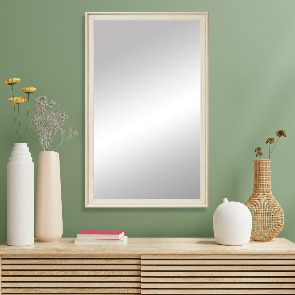 Kendall Framed Wall Mirror, Ivory, 28"x24"